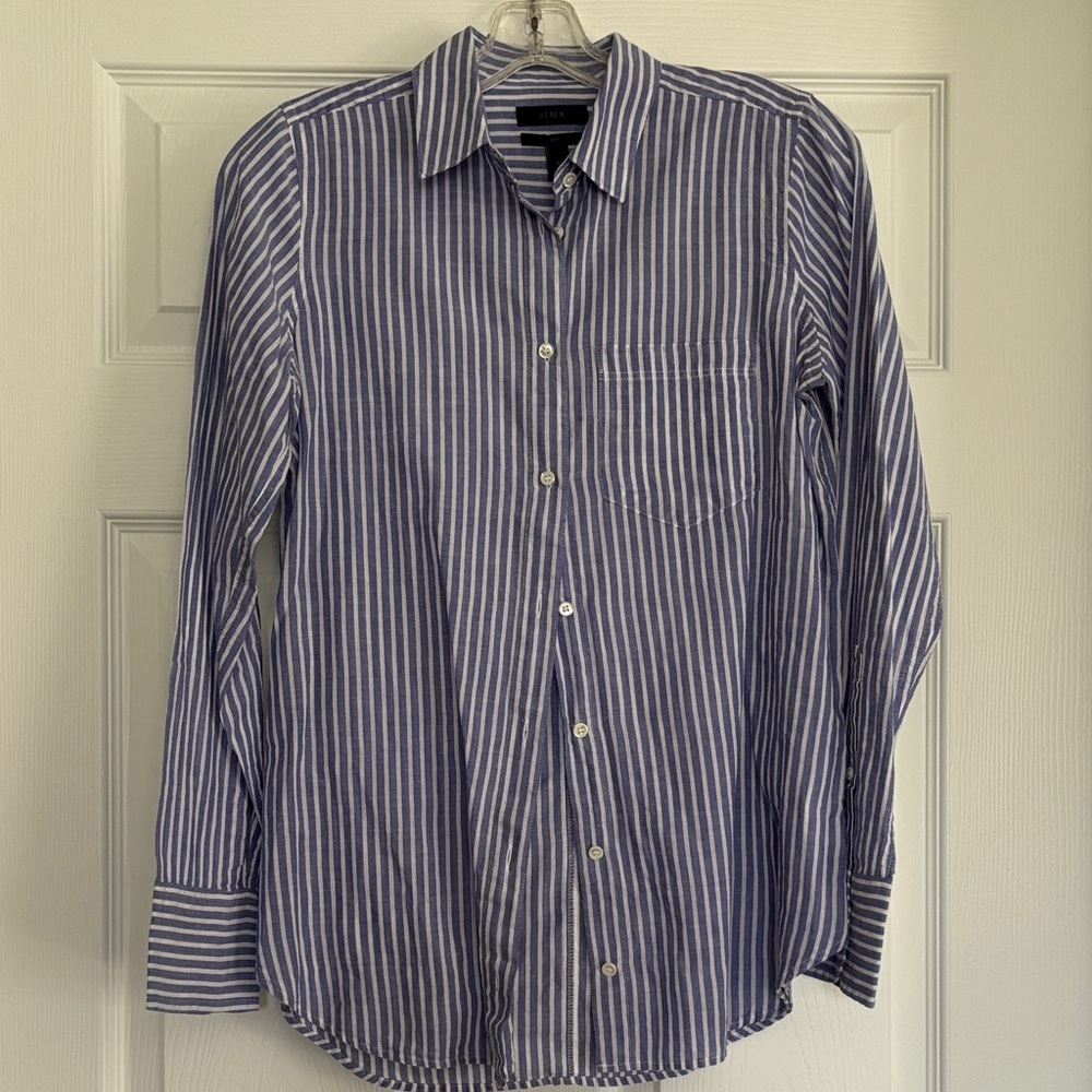 J. Crew Blue Striped Women's Button Down Shirt